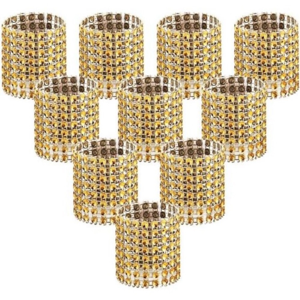 Gold and Silver Rhinestone Napkin Rings - 100